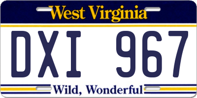 WV license plate DXI967