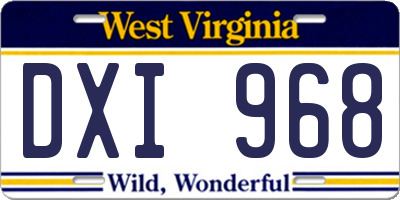 WV license plate DXI968