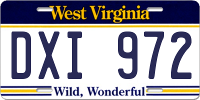 WV license plate DXI972