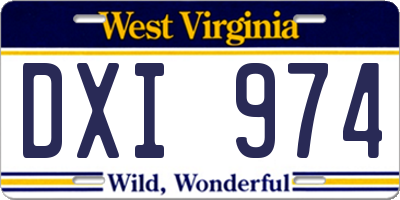 WV license plate DXI974