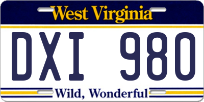 WV license plate DXI980