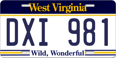 WV license plate DXI981