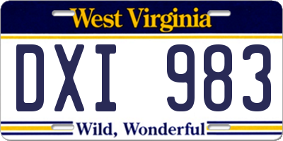 WV license plate DXI983