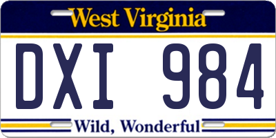 WV license plate DXI984