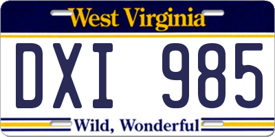 WV license plate DXI985