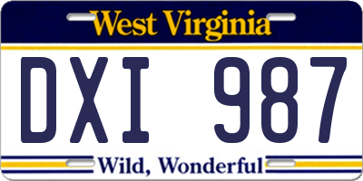 WV license plate DXI987
