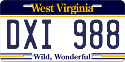 WV license plate DXI988