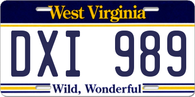 WV license plate DXI989