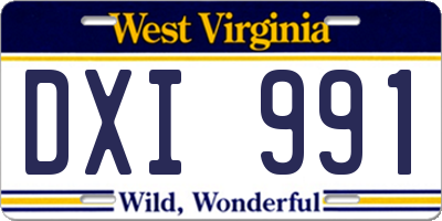 WV license plate DXI991