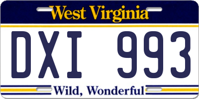 WV license plate DXI993