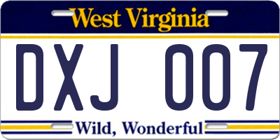 WV license plate DXJ007