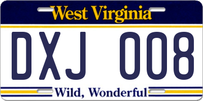 WV license plate DXJ008