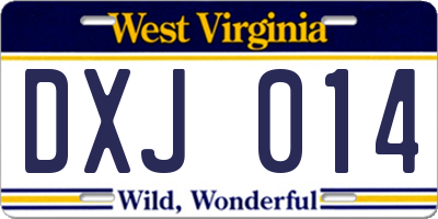 WV license plate DXJ014