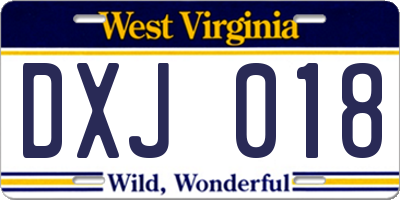 WV license plate DXJ018