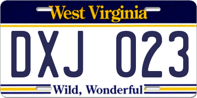 WV license plate DXJ023