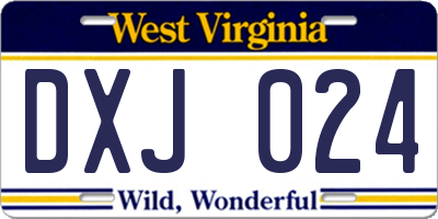 WV license plate DXJ024