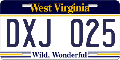 WV license plate DXJ025