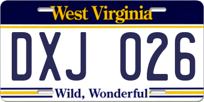 WV license plate DXJ026