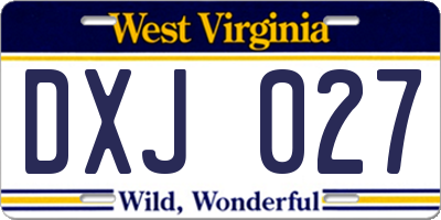 WV license plate DXJ027