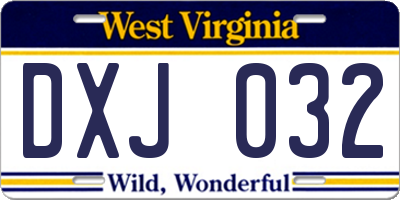 WV license plate DXJ032