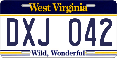 WV license plate DXJ042