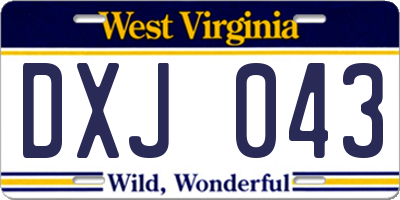 WV license plate DXJ043