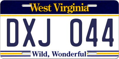 WV license plate DXJ044
