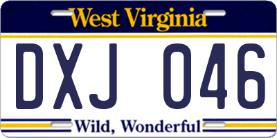 WV license plate DXJ046
