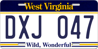 WV license plate DXJ047