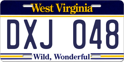 WV license plate DXJ048