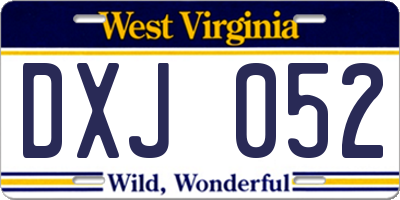 WV license plate DXJ052