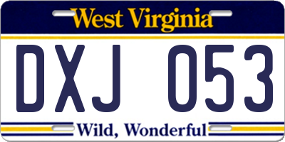 WV license plate DXJ053