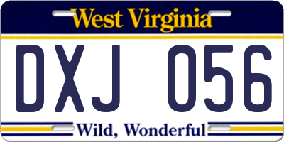WV license plate DXJ056