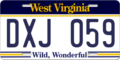 WV license plate DXJ059