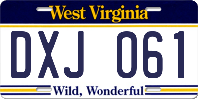 WV license plate DXJ061