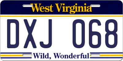 WV license plate DXJ068