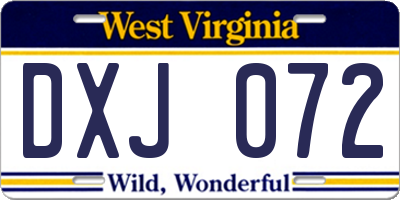 WV license plate DXJ072
