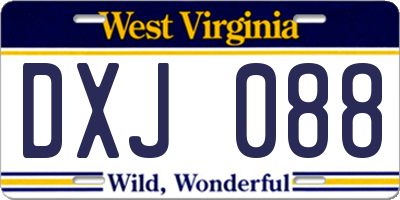 WV license plate DXJ088