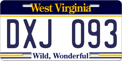 WV license plate DXJ093