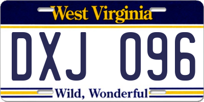 WV license plate DXJ096