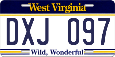 WV license plate DXJ097