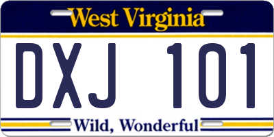 WV license plate DXJ101