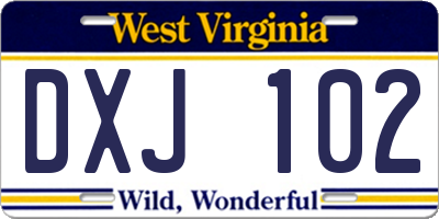 WV license plate DXJ102