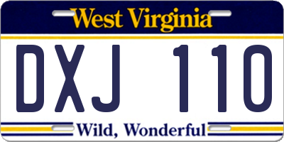 WV license plate DXJ110
