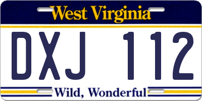 WV license plate DXJ112