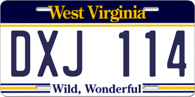 WV license plate DXJ114