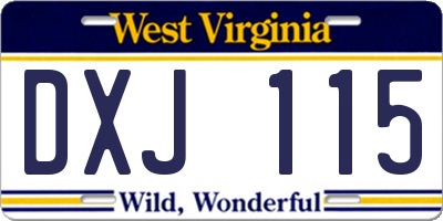 WV license plate DXJ115