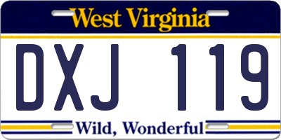 WV license plate DXJ119