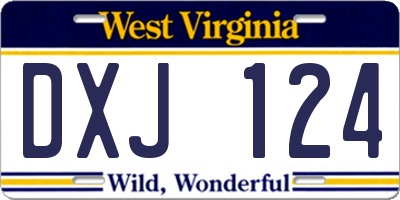 WV license plate DXJ124