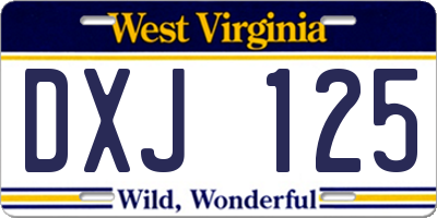 WV license plate DXJ125